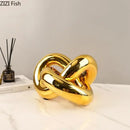 GobekUsa Gold-plated Knot Ornaments: Modern Geometric Resin Desk Decor & Room Craft