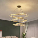 GobekUsa Gold Plated Steel Ring Pendant Lamp with Dimmable LED Lights and K9 Crystals