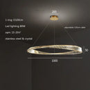 GobekUsa Gold Plated Steel Ring Pendant Lamp with Dimmable LED Lights and K9 Crystals