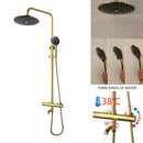 GobekUsa Gold Plated Thermostatic Shower Faucet Set with 8" Rainfall Head