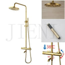 GobekUsa Gold Plated Thermostatic Shower Faucet Set with 8" Rainfall Head
