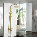 GobekUsa Gold Plated Thermostatic Shower Faucet Set with 8" Rainfall Head