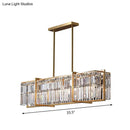 GobekUsa Modern Rectangular Hanging Lamp, 5 Bulbs, Prismatic Crystal - Gold Island Pendant Light
