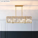 GobekUsa Modern Rectangular Hanging Lamp, 5 Bulbs, Prismatic Crystal - Gold Island Pendant Light