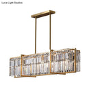 GobekUsa Modern Rectangular Hanging Lamp, 5 Bulbs, Prismatic Crystal - Gold Island Pendant Light