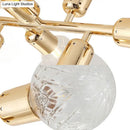GobekUsa Gold Prismatic Glass Ball Linear Chandelier - Modern Metal Island Light with 18 Lights - Ideal for Hotels