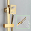 GobekUsa Golden Thermostatic Shower Faucet Set with Rainfall Shower Column and 3-Way Mixer