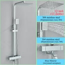 GobekUsa Golden Thermostatic Shower Faucet Set with Rainfall Shower Column and 3-Way Mixer
