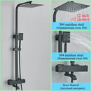 GobekUsa Golden Thermostatic Shower Faucet Set with Rainfall Shower Column and 3-Way Mixer