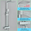 GobekUsa Golden Thermostatic Shower Faucet Set with Rainfall Shower Column and 3-Way Mixer