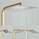 GobekUsa Golden Thermostatic Shower Faucet Set with Rainfall Shower Column and 3-Way Mixer