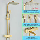 GobekUsa Golden Thermostatic Shower Faucet Set with Rainfall Shower Column and 3-Way Mixer