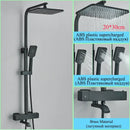 GobekUsa Golden Thermostatic Shower Faucet Set with Rainfall Shower Column and 3-Way Mixer