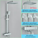 GobekUsa Golden Thermostatic Shower Faucet Set with Rainfall Shower Column and 3-Way Mixer