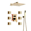 GobekUsa Gold Rainfall Shower Head Massage System Wall Mounted Bath Mixer Tap