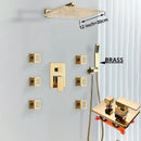 GobekUsa Gold Rainfall Shower Head Massage System Wall Mounted Bath Mixer Tap