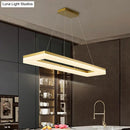 GobekUsa Gold Finish Rectangular Island LED Ceiling Light - Simple Acrylic Design