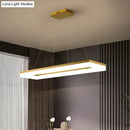GobekUsa Gold Finish Rectangular Island LED Ceiling Light - Simple Acrylic Design