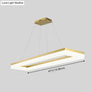 GobekUsa Gold Finish Rectangular Island LED Ceiling Light - Simple Acrylic Design