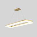GobekUsa Gold Finish Rectangular Island LED Ceiling Light - Simple Acrylic Design