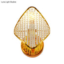 GobekUsa Golden Rhombus Wall Light Fixture with Clear Crystal Beads - Modern & Stylish