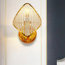 GobekUsa Golden Rhombus Wall Light Fixture with Clear Crystal Beads - Modern & Stylish