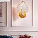 GobekUsa Golden Rhombus Wall Light Fixture with Clear Crystal Beads - Modern & Stylish