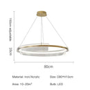GobekUsa Gold Ring Chandelier LED Pendant Light Modern Hanging Lamp for Home Decoration