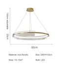 GobekUsa Gold Ring Chandelier LED Pendant Light Modern Hanging Lamp for Home Decoration