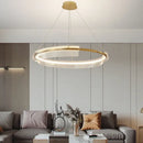 GobekUsa Gold Ring Chandelier LED Pendant Light Modern Hanging Lamp for Home Decoration