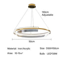 GobekUsa Gold Ring Chandelier LED Pendant Light Modern Hanging Lamp for Home Decoration