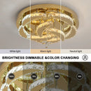 GobekUsa Crystal Drop Chandelier Ceiling Light with RC Dimming for Modern Home Decor