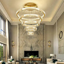 GobekUsa Crystal LED Chandelier: Luxury Modern Ring Stair Hanging Lamp for Living Room Decor