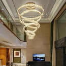 GobekUsa Crystal LED Chandelier: Luxury Modern Ring Stair Hanging Lamp for Living Room Decor