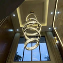 GobekUsa Crystal LED Chandelier: Luxury Modern Ring Stair Hanging Lamp for Living Room Decor