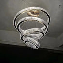 GobekUsa Crystal LED Chandelier: Luxury Modern Ring Stair Hanging Lamp for Living Room Decor