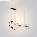 GobekUsa Contemporary Linear and Ring LED Pendant Light for Dining Room - Metal Hanging Island Light with Clear Glass Shade