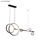 GobekUsa Contemporary Linear and Ring LED Pendant Light for Dining Room - Metal Hanging Island Light with Clear Glass Shade