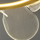 GobekUsa Gold Ring LED Pendant Light with Adjustable Dimming and Clear Acrylic Design