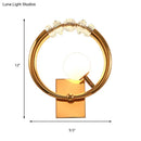 GobekUsa Simple Gold Ring Wall Sconce with Crystal Accent - 1 Light Metal Mount