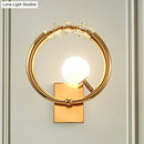 GobekUsa Simple Gold Ring Wall Sconce with Crystal Accent - 1 Light Metal Mount