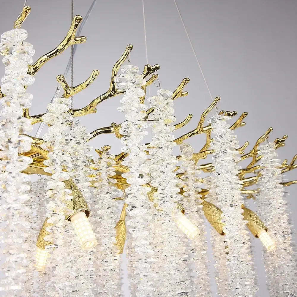 GobekUsa Gold Round Crystal Branches Chandelier, photo 4 of 7
