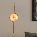 GobekUsa Modern Gold Round LED Wall Light with Marble Accents - Ideal for Bedroom