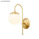 GobekUsa Modern Gold Round Wall Lamp Sconce with Opal Glass, Gooseneck Arm - Montreal Lighting
