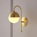 GobekUsa Modern Gold Round Wall Lamp Sconce with Opal Glass, Gooseneck Arm - Montreal Lighting
