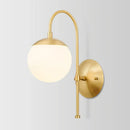 GobekUsa Modern Gold Round Wall Lamp Sconce with Opal Glass, Gooseneck Arm - Montreal Lighting