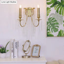 GobekUsa Modern Gold Sconce Light: 1/2 Lights Corridor Wall Lamp with Elegant Metal Candle Design and Crystal Strand Decoration