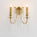 GobekUsa Modern Gold Sconce Light: 1/2 Lights Corridor Wall Lamp with Elegant Metal Candle Design and Crystal Strand Decoration