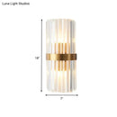 GobekUsa Contemporary Cylinder Sconce Light: Dual Head Gold Wall Mounted Fixture with Crystal Rod Accent