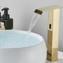 GobekUsa Gold Sensor Waterfall Basin Faucet Automatic Touchless Hot Cold Mixer Bathroom